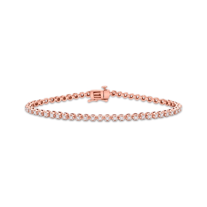 Diamond Tennis Bracelet 1 ct tw Round-cut 10K Rose Gold 7"