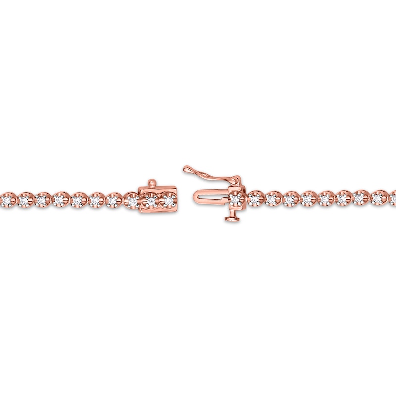 Main Image 3 of Diamond Tennis Bracelet 1 ct tw Round-cut 10K Rose Gold 7&quot;