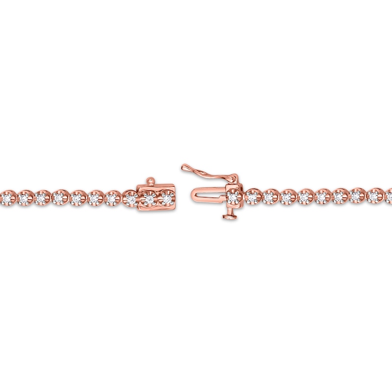 Diamond Tennis Bracelet 1 ct tw Round-cut 10K Rose Gold 7"