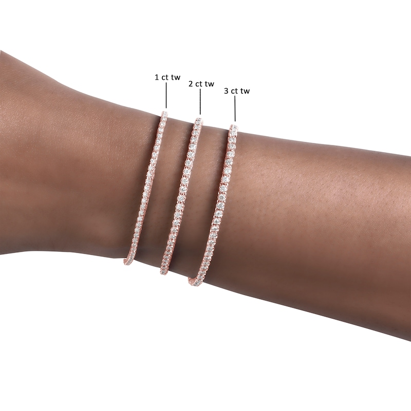 Main Image 2 of Diamond Tennis Bracelet 3 ct tw Round-cut 10K Rose Gold 7&quot;