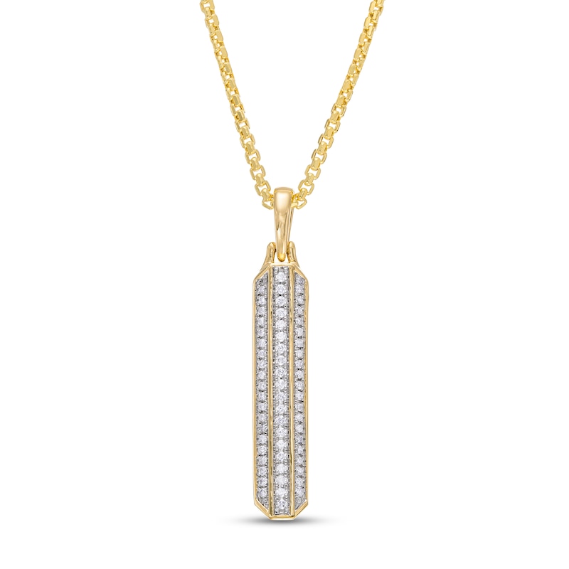 Main Image 1 of Men's Diamond Bar Necklace 1/3 ct tw Round-cut 10K Yellow Gold 22&quot;