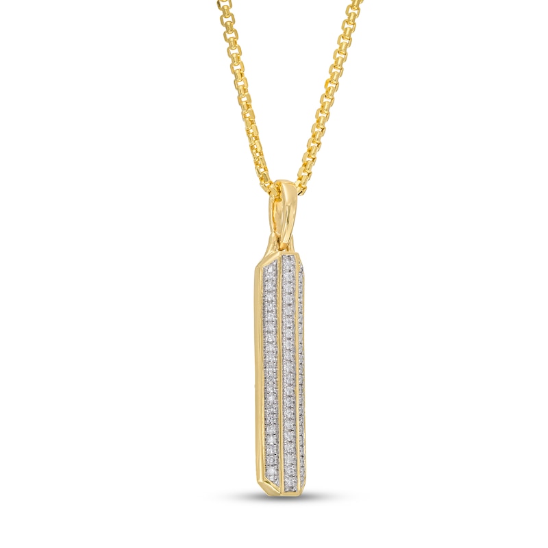 Main Image 2 of Men's Diamond Bar Necklace 1/3 ct tw Round-cut 10K Yellow Gold 22&quot;