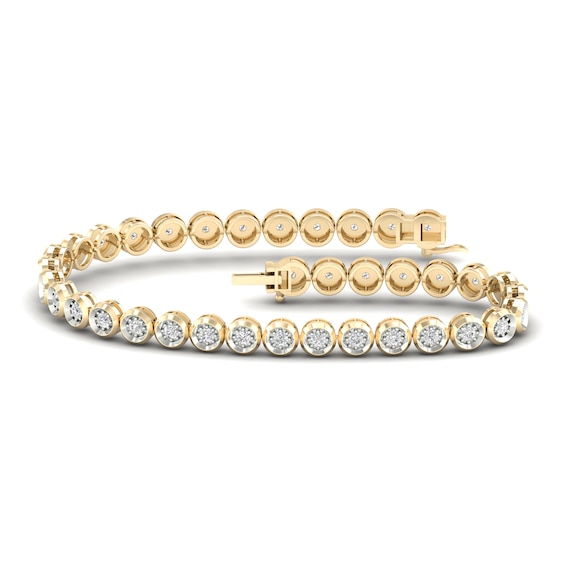 Men's Diamond Tennis Bracelet 2 ct tw Round-cut 10K Yellow Gold 8.5