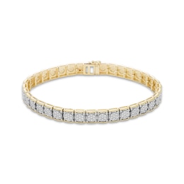Men's Diamond Large Tennis Bracelet 2 ct tw Round-cut 10K Yellow Gold 8.5&quot;