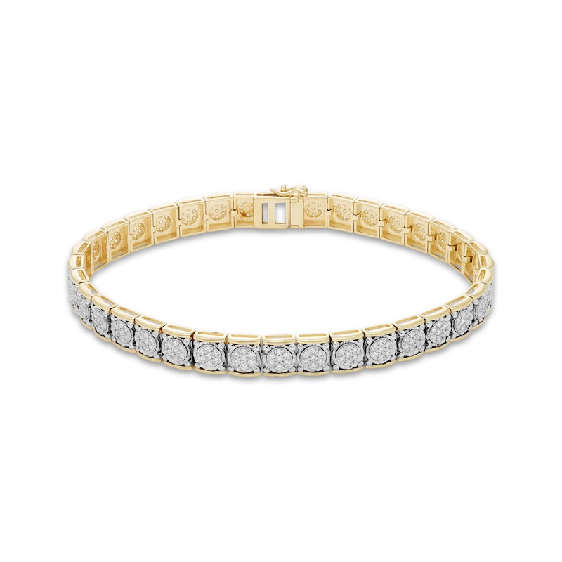 Men's Diamond Large Tennis Bracelet 2 ct tw Round-cut 10K Yellow Gold 8.5"