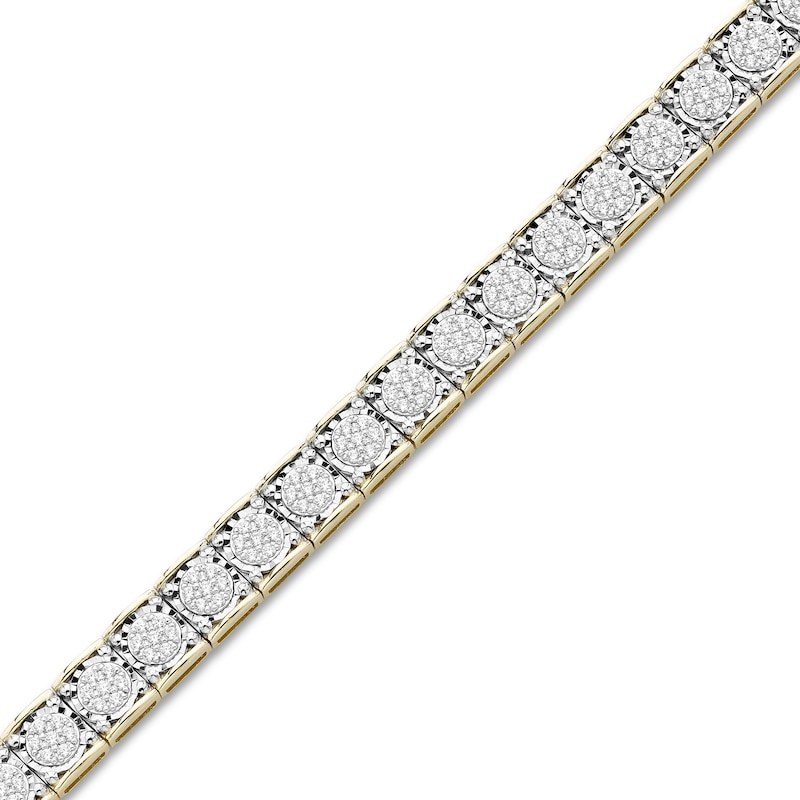 Main Image 2 of Men's Diamond Large Tennis Bracelet 2 ct tw Round-cut 10K Yellow Gold 8.5&quot;