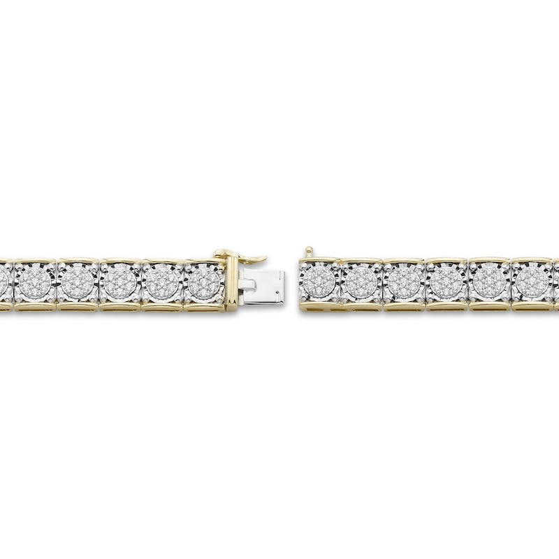 Men's Diamond Large Tennis Bracelet 2 ct tw Round-cut 10K Yellow Gold 8.5"