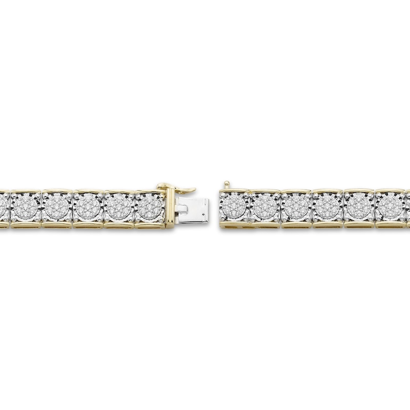 Main Image 3 of Men's Diamond Large Tennis Bracelet 2 ct tw Round-cut 10K Yellow Gold 8.5&quot;