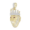Thumbnail Image 2 of Men's Diamond & Lab-Created Ruby Pendant 1-1/2 ct tw Round & Baguette-cut 10K Yellow Gold