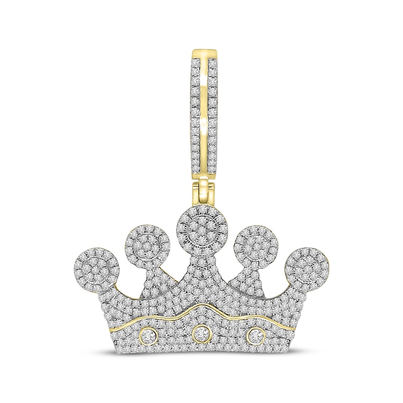 Main Image 1 of Men's Diamond Crown Pendant 1 ct tw Round-cut 10K Yellow Gold