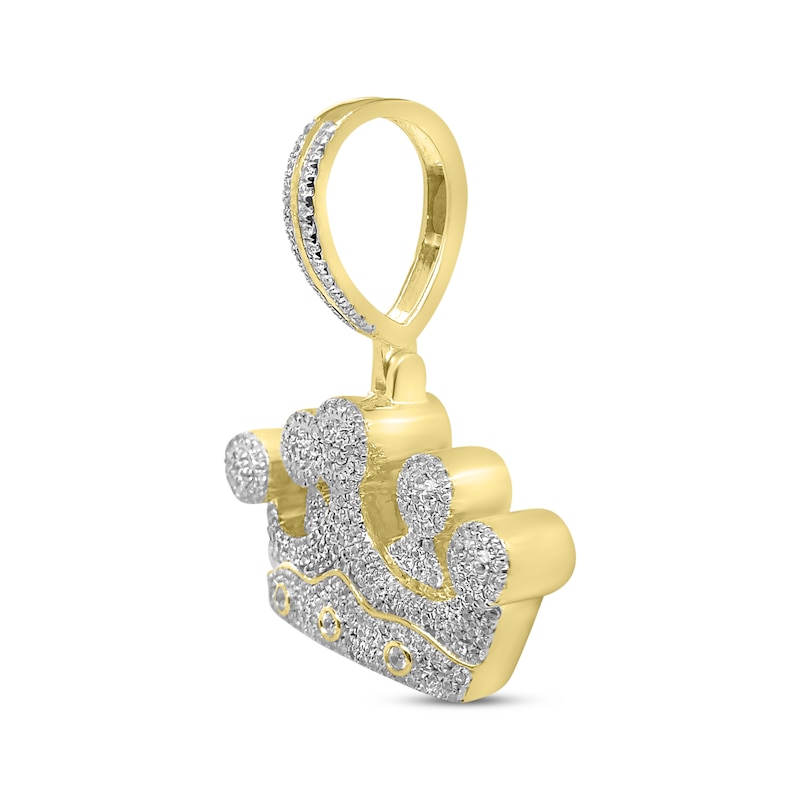 Main Image 3 of Men's Diamond Crown Pendant 1 ct tw Round-cut 10K Yellow Gold