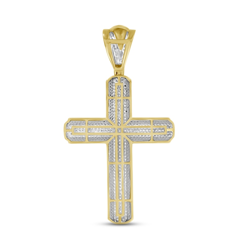 Men's Diamond Cross Pendant 2 ct tw Round-cut 10K Yellow Gold