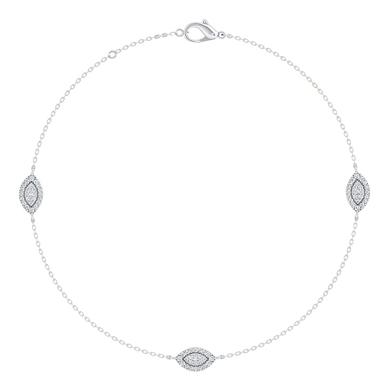 Diamond Marquise Bracelet 1/3 ct tw Round-cut 10K White Gold 7"