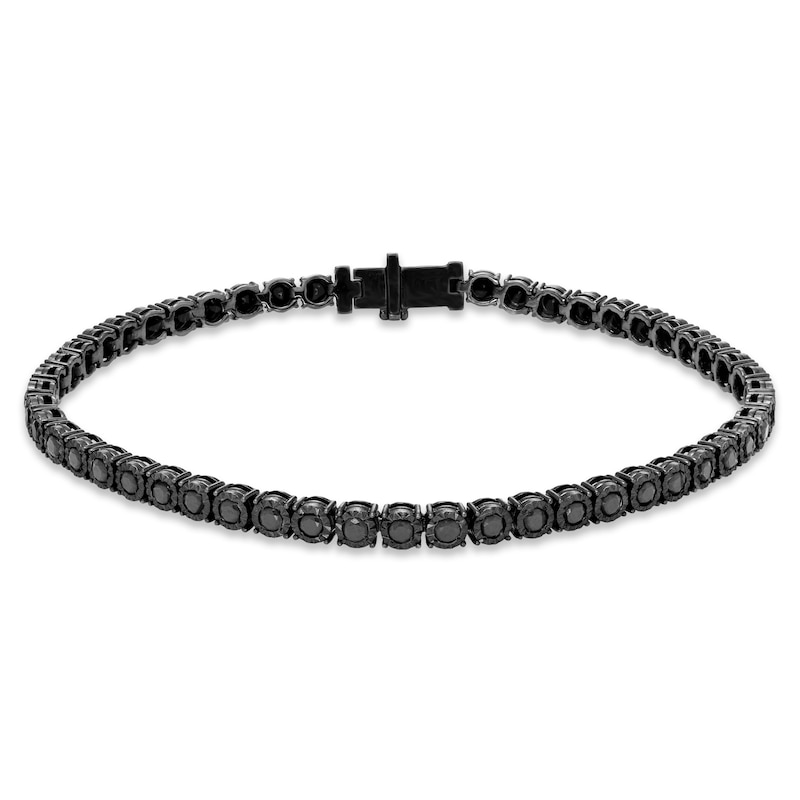 Main Image 1 of Men's Black Diamond Bracelet 4 ct tw Round-cut Sterling Silver 8.5"