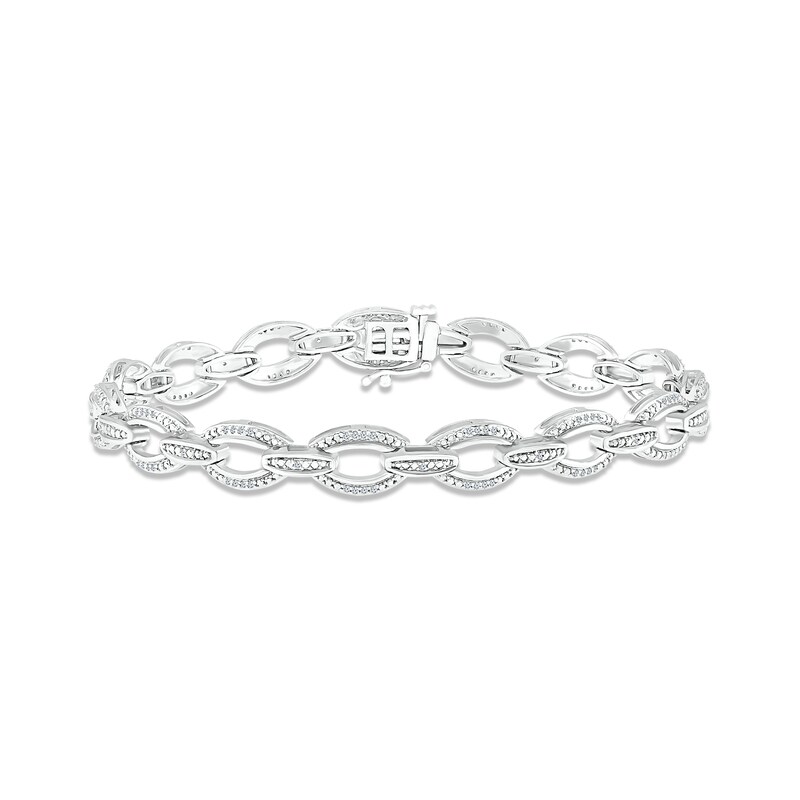 Diamond Link Bracelet 1/3 ct tw Round-cut Sterling Silver 7"