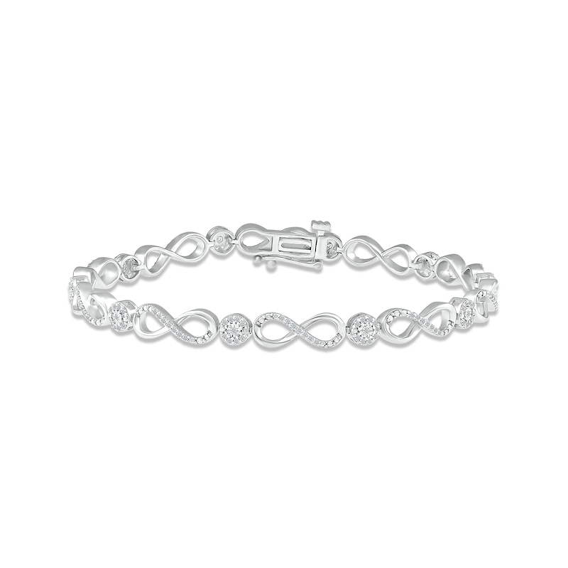 Diamond Infinity Link Bracelet 1/2 ct tw Round-cut Sterling Silver 7"