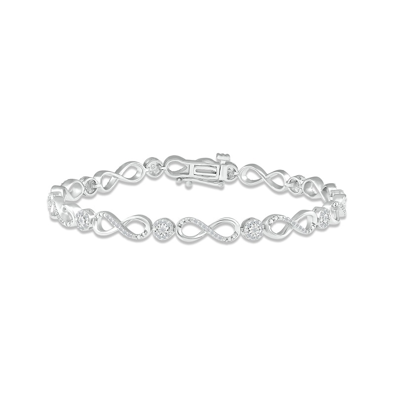 Main Image 1 of Diamond Infinity Link Bracelet 1/2 ct tw Round-cut Sterling Silver 7&quot;