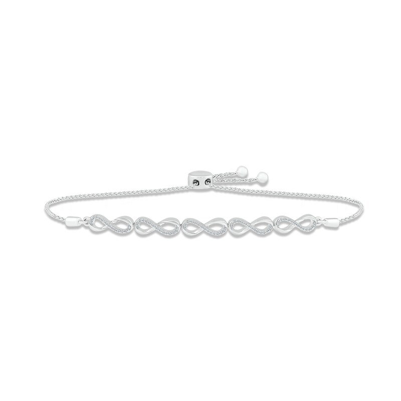 Diamond Infinity Bolo Bracelet 1/5 ct tw Round-cut Sterling Silver
