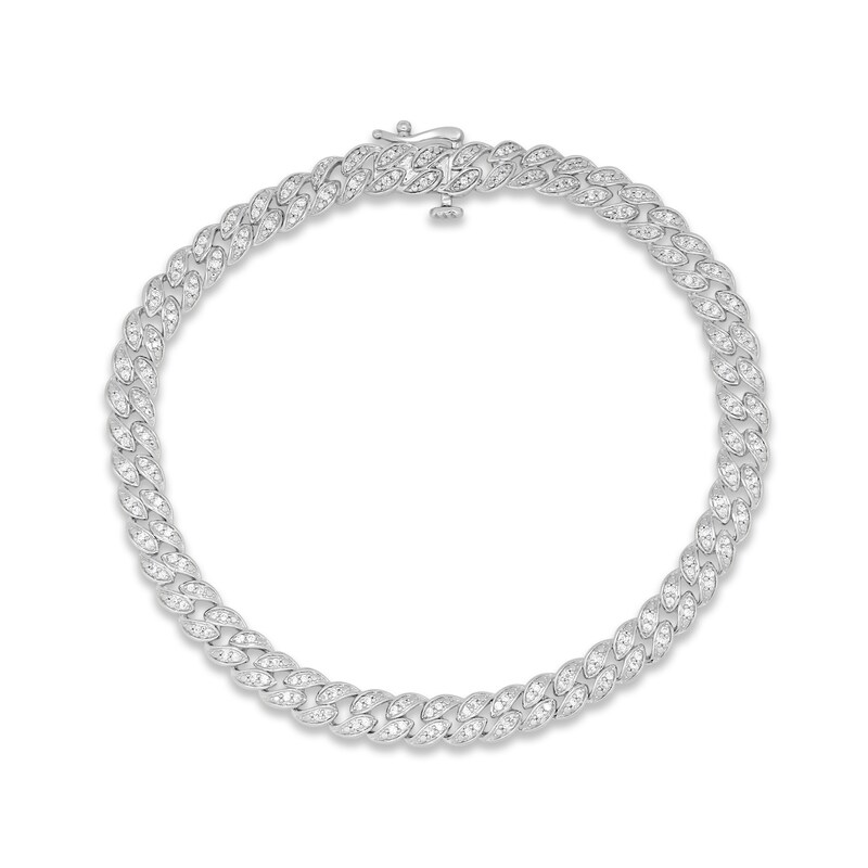Main Image 1 of Diamond Chain Bracelet 1/2 ct tw Round-cut Sterling Silver 7.5&quot;