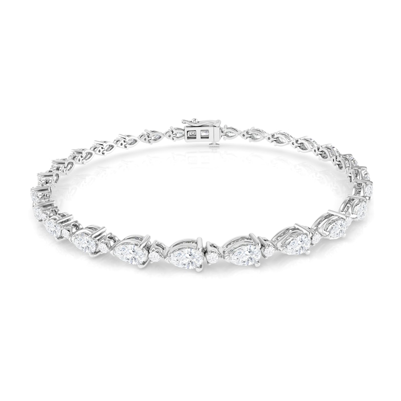 Main Image 1 of Diamond Tennis Bracelet 5-1/2 ct tw Pear & Round-cut 10K White Gold 7.5&quot;