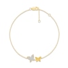 Thumbnail Image 1 of Diamond Butterfly Bracelet 1/8 ct tw Round-cut 10K Yellow Gold 7.5&quot;