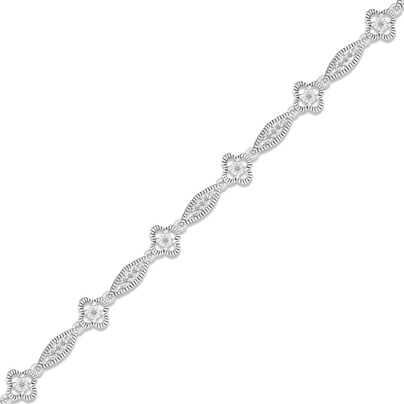 Diamond Milgrain Bracelet 1/4 ct tw Round-cut 10K White Gold 7.25"