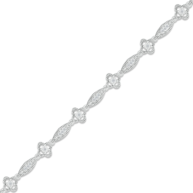Diamond Milgrain Bracelet 1/4 ct tw Round-cut Sterling Silver 7.25"