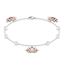 By Women For Women Diamond Lotus Bracelet 1/5 ct tw Round-cut 10K Two-Tone Gold  7.25&quot;
