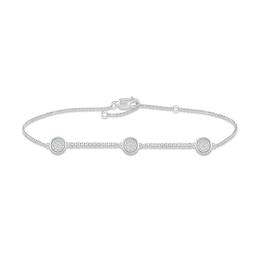Diamond Three-Circle Bracelet 1/4 ct tw Round-cut Sterling Silver 7.5"