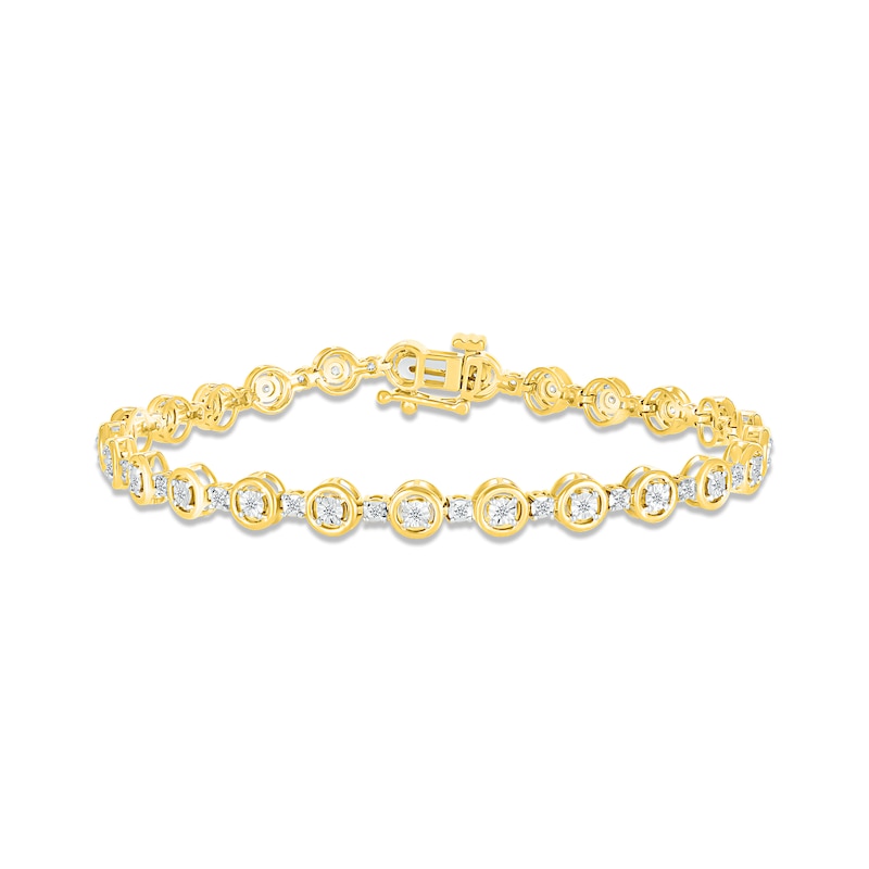 Main Image 1 of Diamond Tennis Bracelet 1/4 ct tw Round-cut 10K Yellow Gold 7.25&quot;