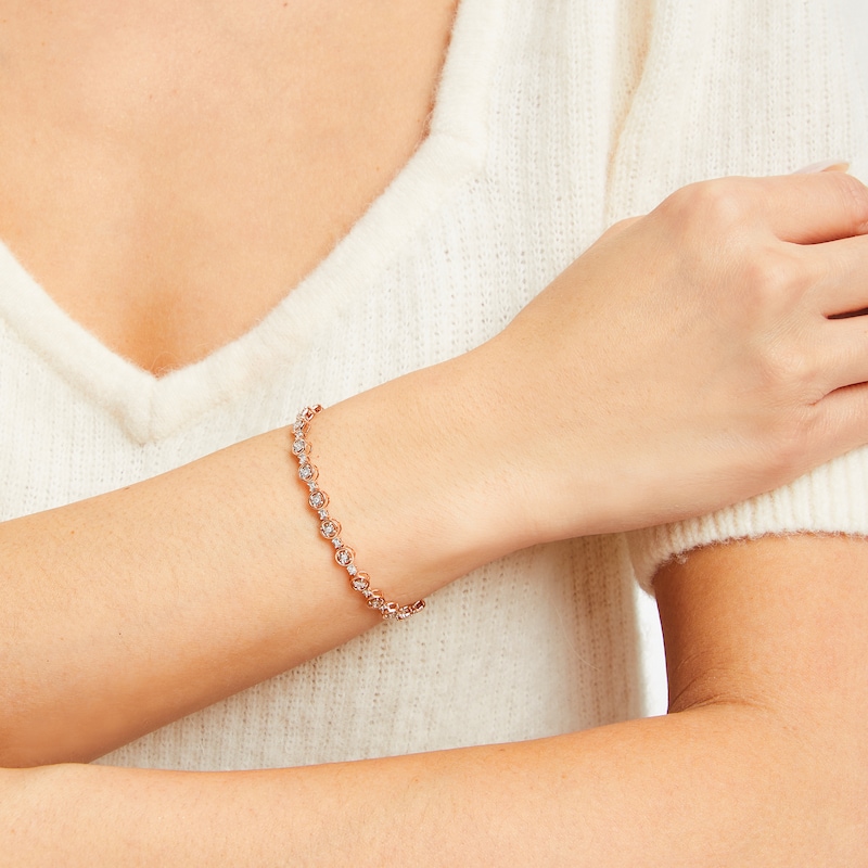 Main Image 3 of Diamond Tennis Bracelet 1/4 ct tw Round-cut 10K Rose Gold 7.25&quot;