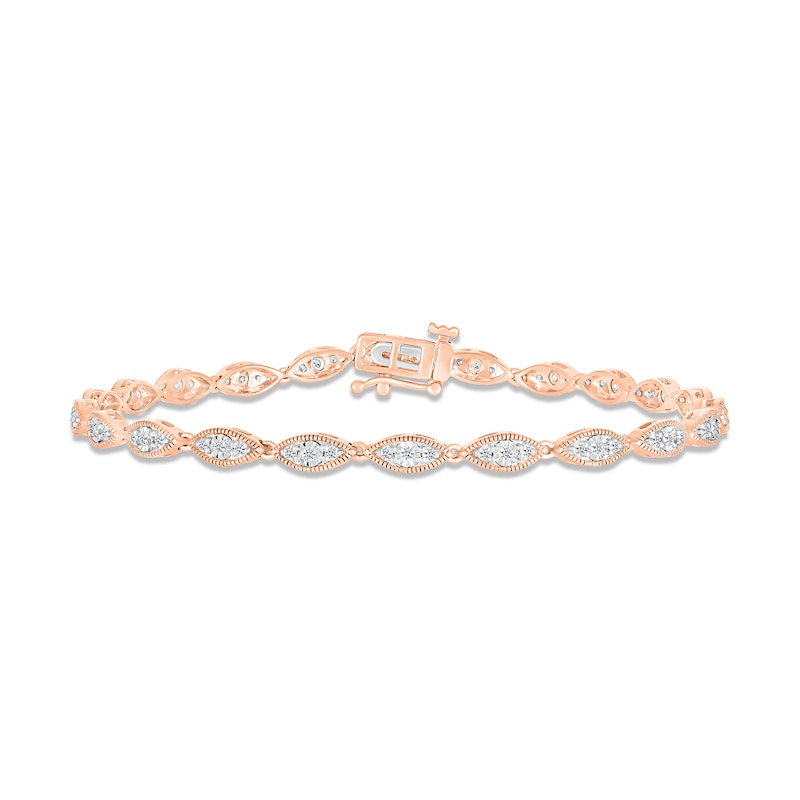 Main Image 1 of Diamond Milgrain Bracelet 3/8 ct tw Round-cut 10K Rose Gold 7&quot;