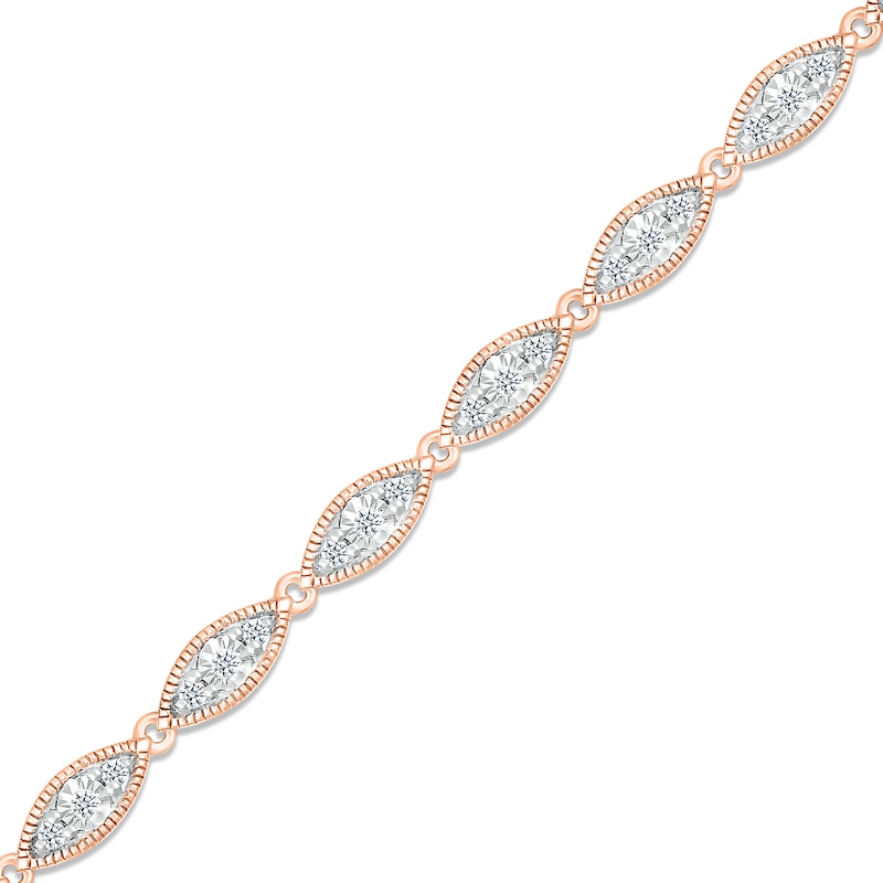 Main Image 2 of Diamond Milgrain Bracelet 3/8 ct tw Round-cut 10K Rose Gold 7&quot;