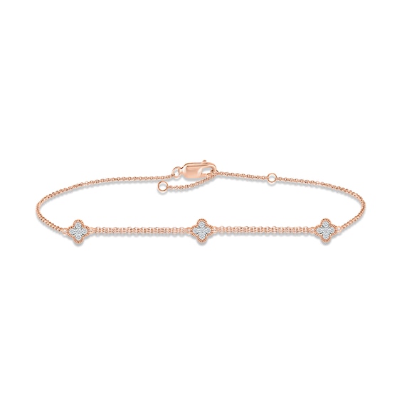 1/6 ct tw Diamond Clover Bracelet in 10K Rose Gold