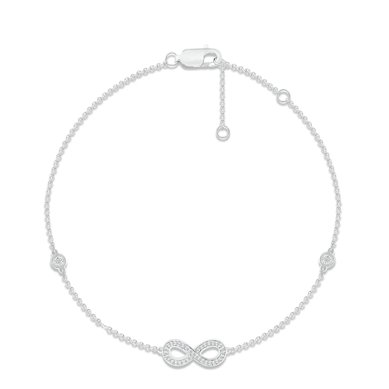 Diamond Infinity Bracelet 1/10 ct tw Round-cut Sterling Silver 7.5"