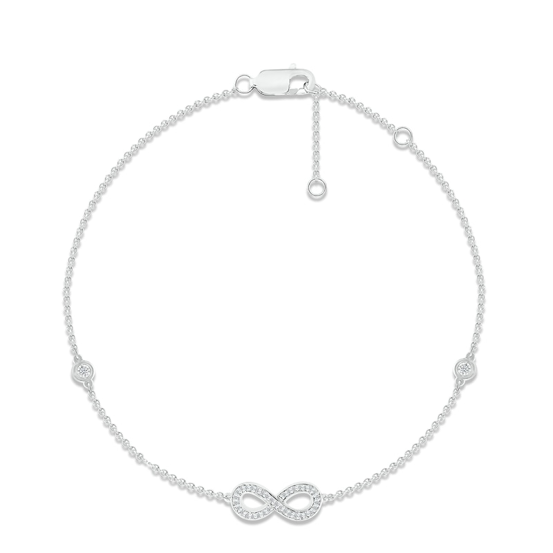 Main Image 1 of Diamond Infinity Bracelet 1/10 ct tw Round-cut Sterling Silver 7.5&quot;