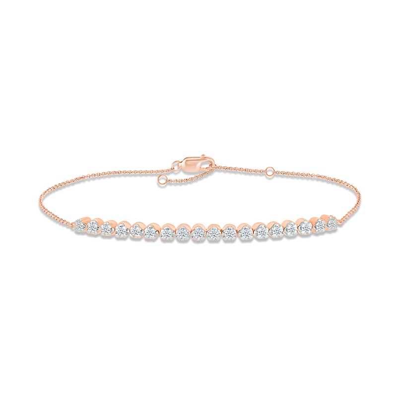 Main Image 1 of Diamond Line Bracelet 1/4 ct tw Round-cut 10K Rose Gold 7.5&quot;