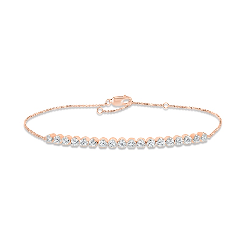 Diamond Line Bracelet 1/4 ct tw Round-cut 10K Rose Gold 7.5"