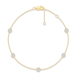 Diamond Five-Circle Bracelet 1/5 ct tw Round-cut 10K Yellow Gold 7.5"