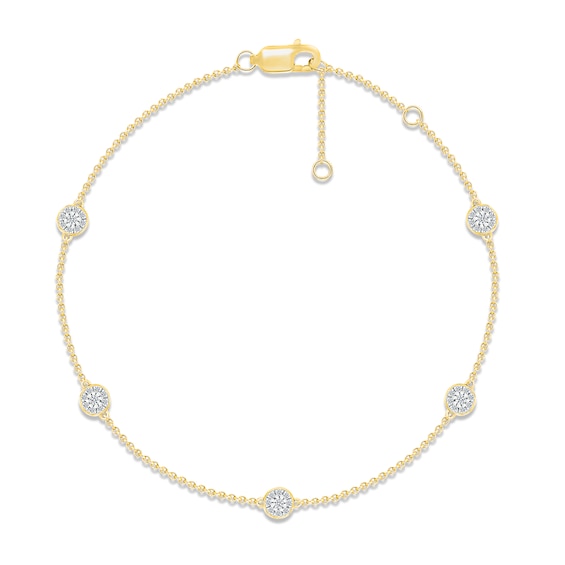 Diamond Five-Circle Bracelet 1/5 ct tw Round-cut 10K Yellow Gold 7.5"