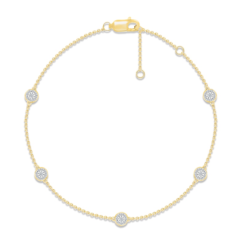 Diamond Five-Circle Bracelet 1/5 ct tw Round-cut 10K Yellow Gold 7.5"