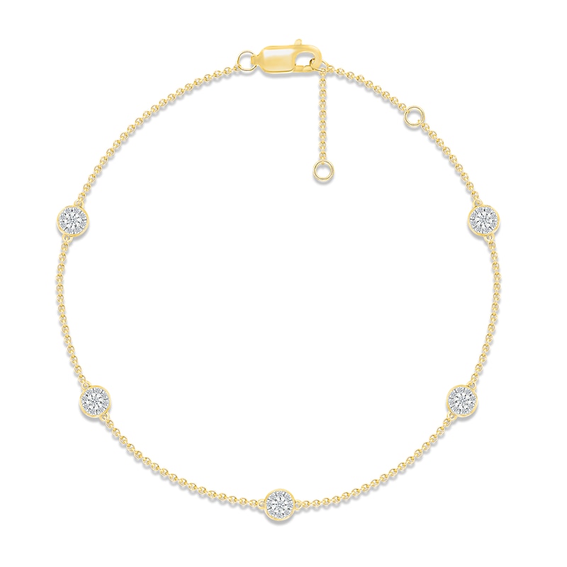 Main Image 1 of Diamond Five-Circle Bracelet 1/5 ct tw Round-cut 10K Yellow Gold 7.5&quot;