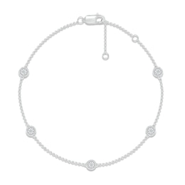 Diamond Five-Circle Bracelet 1/5 ct tw Round-cut 10K White Gold 7.5"