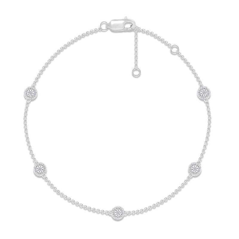 Diamond Five-Circle Bracelet 1/5 ct tw Round-cut 10K White Gold 7.5