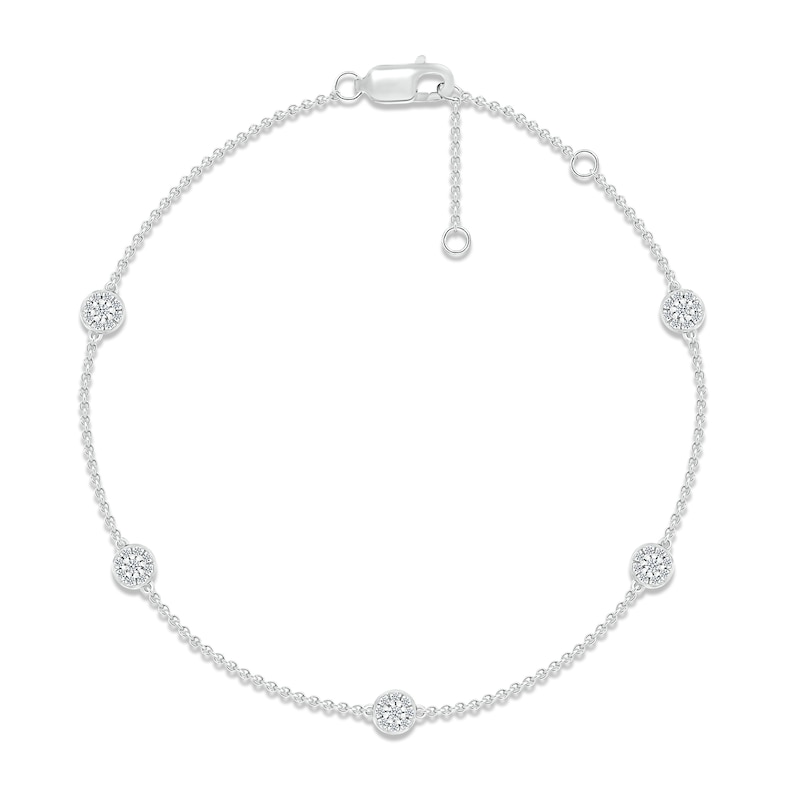 Main Image 1 of Diamond Five-Circle Bracelet 1/5 ct tw Round-cut 10K White Gold 7.5&quot;