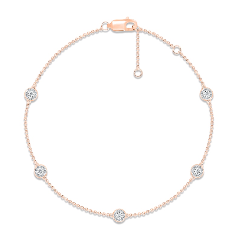Diamond Five-Circle Bracelet 1/5 ct tw Round-cut 10K Rose Gold 7.5"