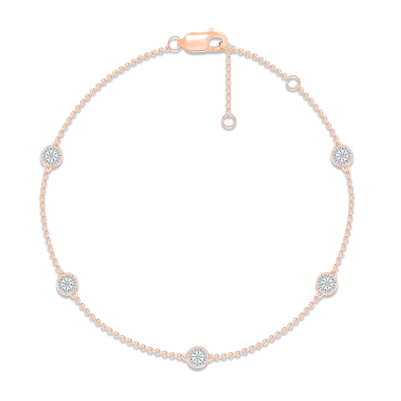 Diamond Clover Bracelet 1/6 ct tw Round-cut 10K Rose Gold 7.5