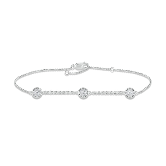 Diamond Three-Circle Bracelet 1/4 ct tw Round-cut 10K White Gold 7.5"