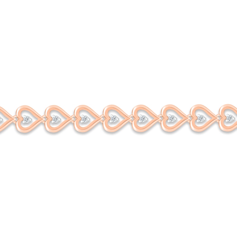 Main Image 2 of Diamond Heart Line Bracelet 1/4 ct tw Round-cut 10K Rose Gold 7.25&quot;