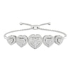 Thumbnail Image 0 of Multi-Diamond Five Heart Bolo Bracelet 1/2 ct tw Round-cut 10K White Gold